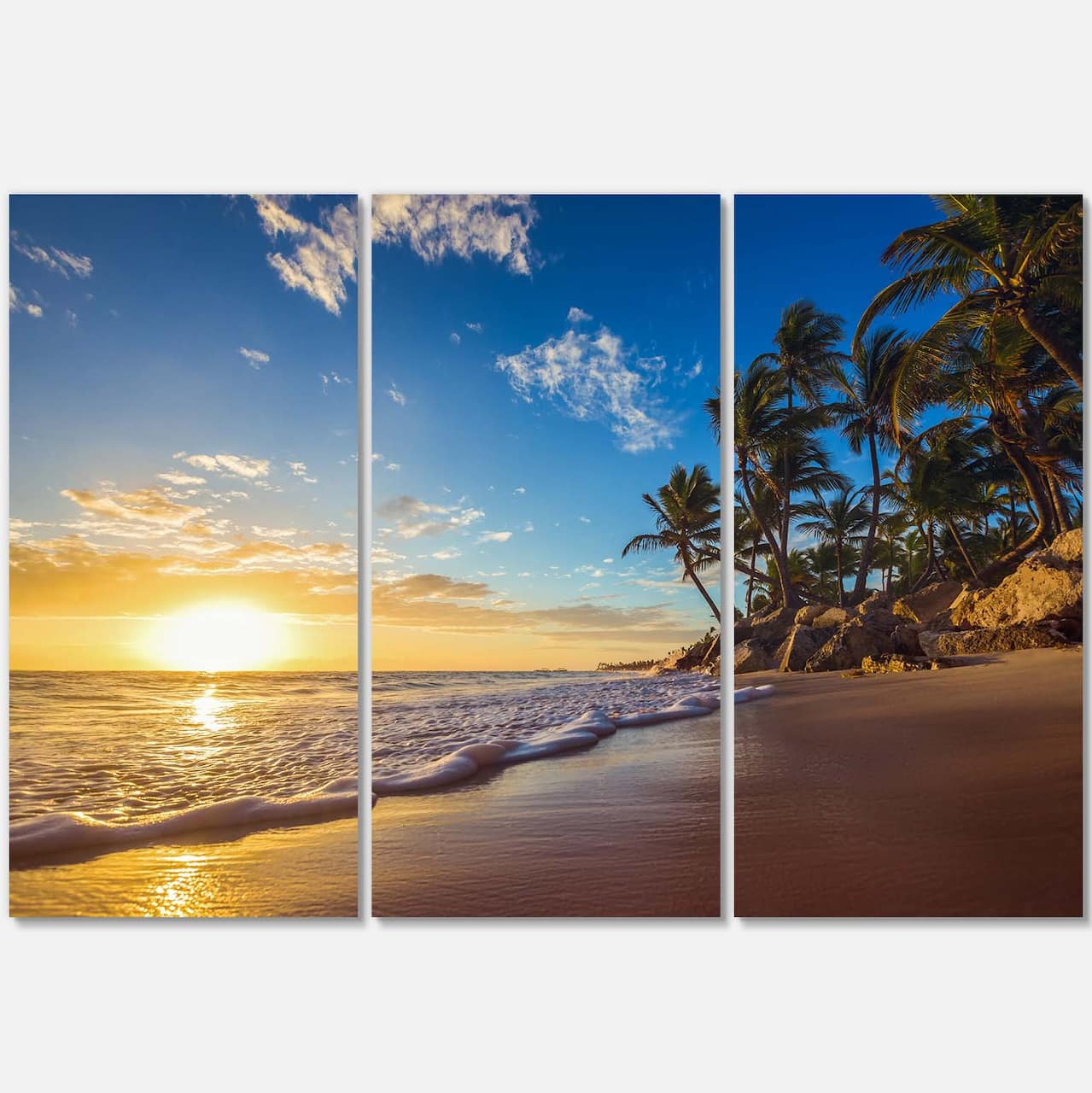 Designart - Paradise Tropical Island Beach Sunrise - Seashore Canvas Art Print